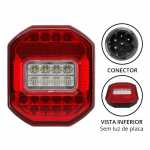 Lanterna traseira LED 24V bicolor (cristal / vermelha) sem luz de placa lado direito/esquerdo universal