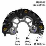 Retificador do alternador 75A Bosch GCB2 Ford Courier Fiesta Focus Ka - ligações