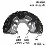 Retificador do alternador 80A / 90A Bosch HD8 / NCB1 Ford Cargo Iveco EuroCargo MAN TGS TGX Volkswagen Constellation VolksBus Worker Volvo B7 B9 B10 B12 FH12 FM12 NH12