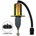 Solenoide estrangulador de parada 24V c/ conector redondo de 3 vias para motor diesel Cummins Ford Volkswagen