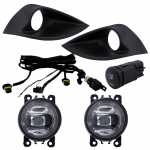 Kit farol auxiliar de milha (longo alcance) com lente de vidro para lâmpada H11 com botão interruptor, moldura e chicote Ford Fiesta Ka