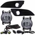 Kit farol auxiliar de milha (longo alcance) com lente de vidro para lâmpada H11 com moldura, botão interruptor e chicote Ford Fiesta