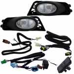 Kit farol auxiliar de milha (longo alcance) com lente de vidro para lâmpada H11 com botão interruptor e chicote Honda Civic 2009-2011