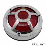 Lanterna lateral vermelha com soquete interno e aro protetor cromado lado esquerdo/direito universal