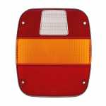 Lente para lanterna traseira tricolor (âmbar / cristal / vermelha) lado direito/esquerdo Ford Cargo Troller T4 Volkswagen caminhão Constellation Delivery Worker (com pisca amarelo)