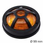 Lanterna de posição âmbar com aro protetor preto e soquete interno universal