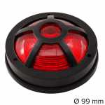 Lanterna de posição vermelha com aro protetor preto e soquete interno universal